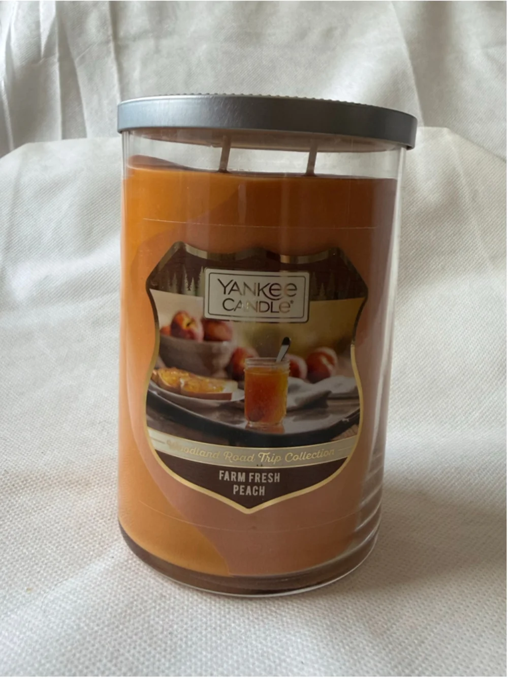 NEW Yankee Candle Woodland Roadtrip Farm Fresh Peach Double Wick 22 oz